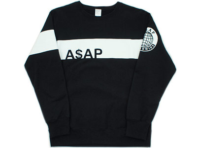 A$AP WORLDWIDE 'A$AP Stripe Black Crewneck Sweatshirt'スウェット