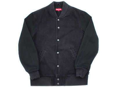 黒 S Supreme Denim Varsity Jacket