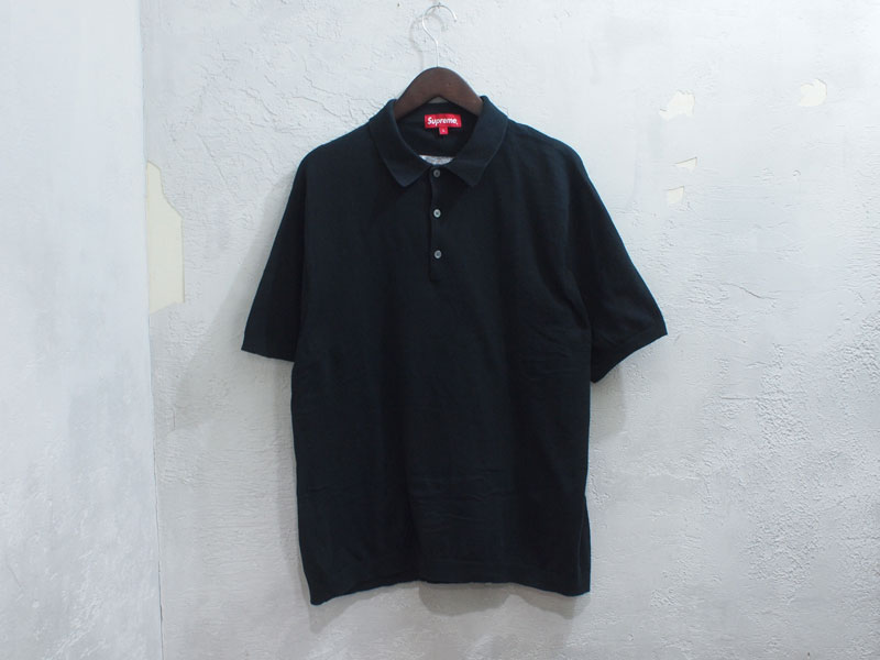 Supreme 'Knit Polo'ニットポロ ポロシャツ Sweater 黒 ブラック L 