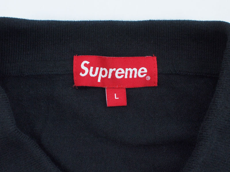 Supreme 'Knit Polo'ニットポロ ポロシャツ Sweater 黒 ブラック L