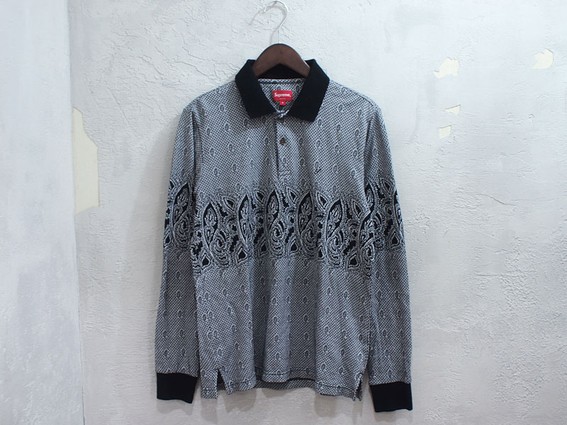 Supreme 'Paisley L/S Polo'ポロシャツ ペイズリー S シュプリーム 黒