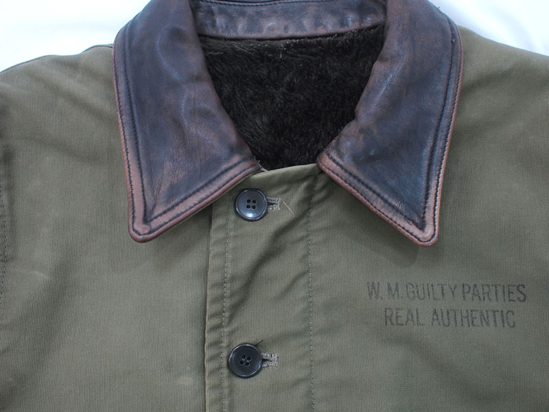 WACKO MARIA 'DECK JACKET'デッキジャケット N-1 襟レザー S カーキ