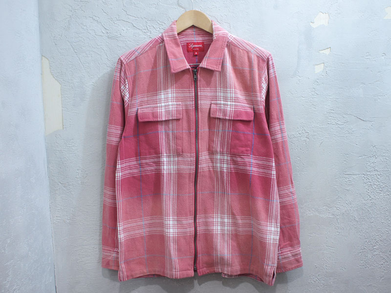 supreme plaid flannel shirt dusty pink M