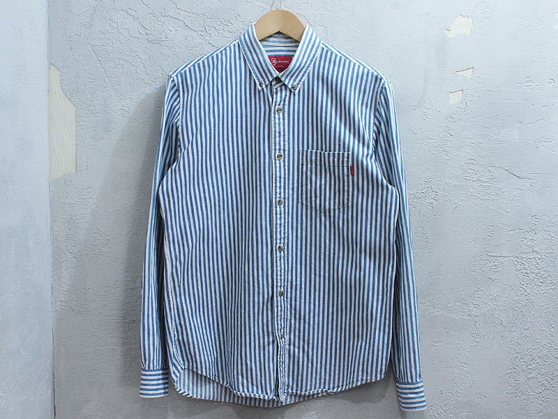 Supreme 'Denim Shirt / Stripe'ストライプ デニムシャツ ヒッコリー M