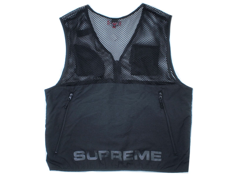 Supreme 'Mesh Cargo Vest'メッシュ カーゴベスト ロゴプリント 黒