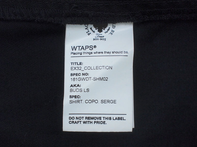 WTAPS 'BUDS LS / SHIRT COPO SERGE'アーミーシャツ 16SS 黒 ブラック
