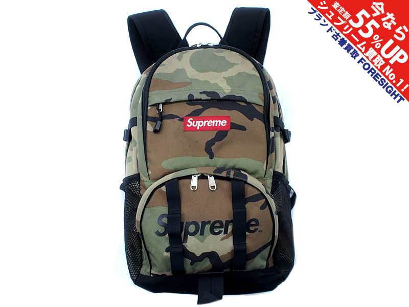 Supreme 'Backpack'バックパック 15SS ロゴプリント リュック Woodland 
