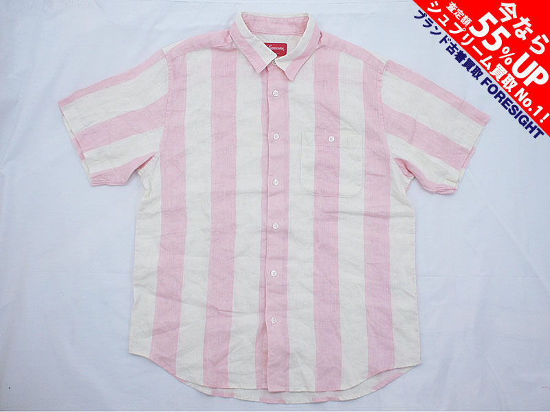 Supreme 'Wide Stripe Shirt'ワイドストライプシャツ 半袖 Pink ピンク ...