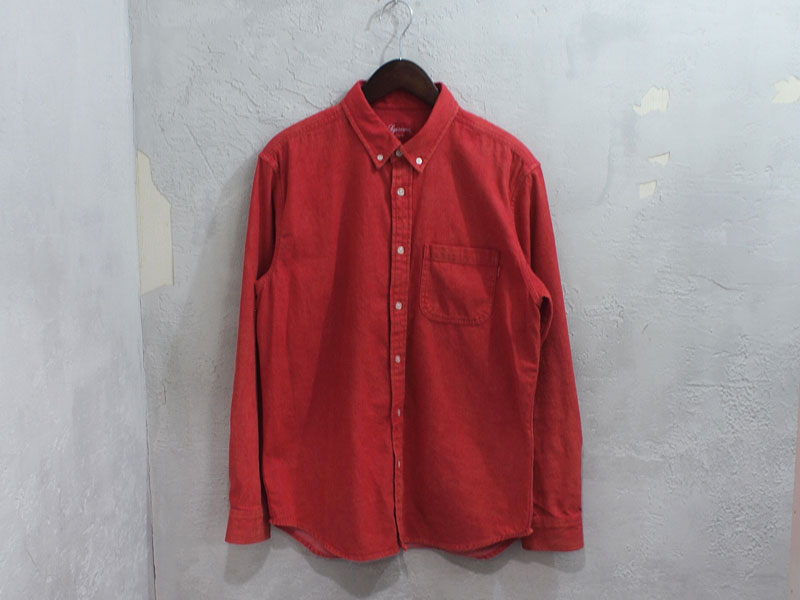 Supreme 'Denim Shirt'デニムシャツ アーチロゴ バック刺繍 赤 レッド