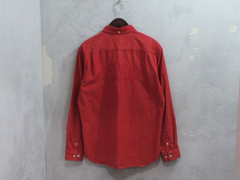Supreme 'Denim Shirt'デニムシャツ アーチロゴ バック刺繍 赤 