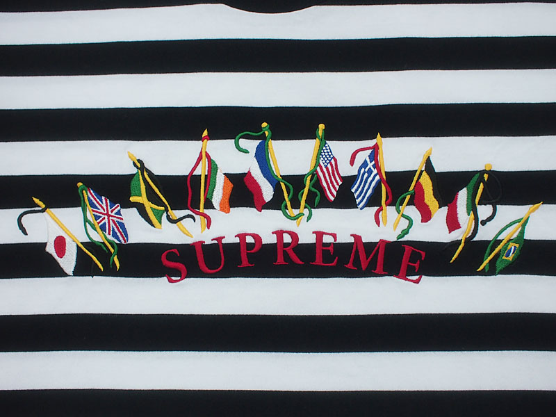 M supreme flags l/s top white stripe 新品