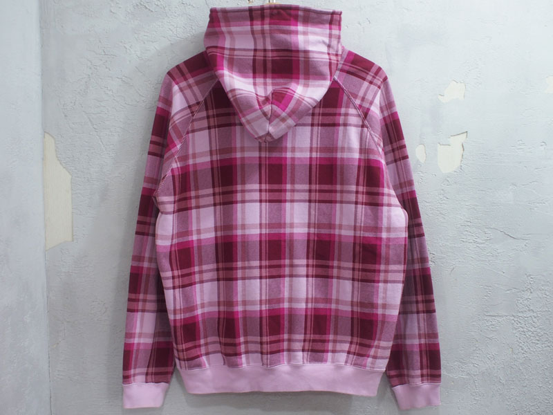 A BATHING APE チェックパーカー ジップアップ ピンク M BAPE CHECK ア