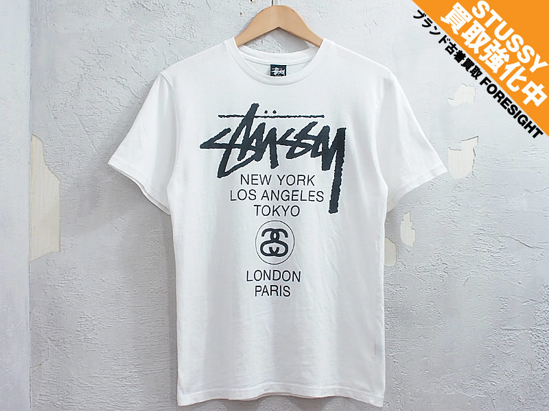 STUSSY 'WORLD TOUR TEE'Tシャツ ワールドツアー 白 ホワイト S 