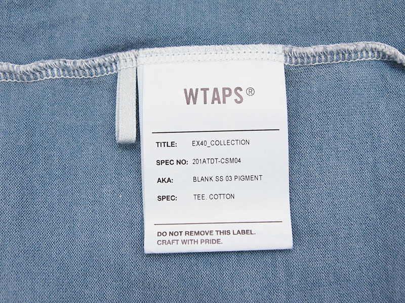 WTAPS 'BLANK SS 03 PIGMENT / TEE COTTON'ポケット Tシャツ ブランク