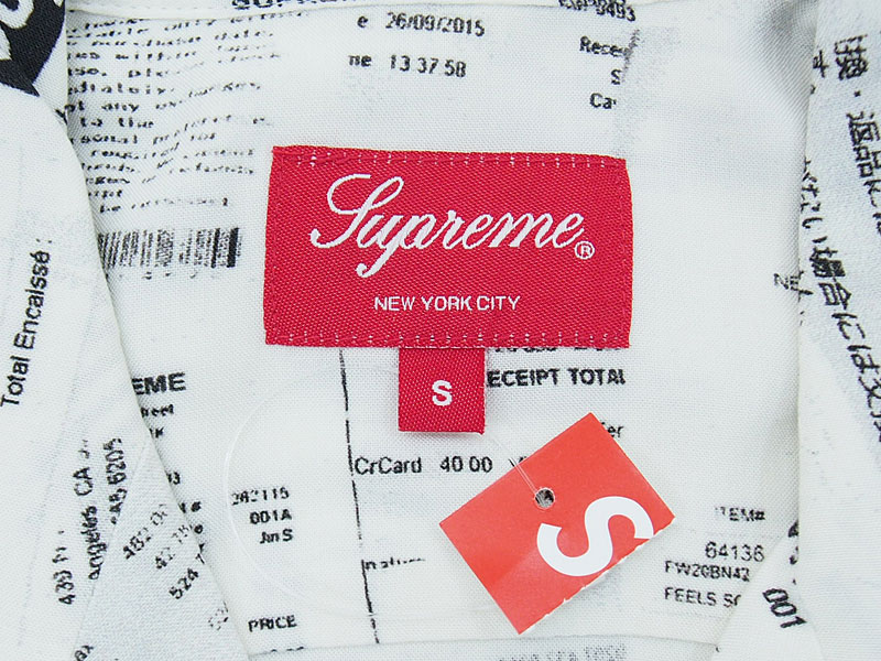 Supreme 'Receipts Rayon S/S Shirt'半袖 レーヨンシャツ シュプリーム