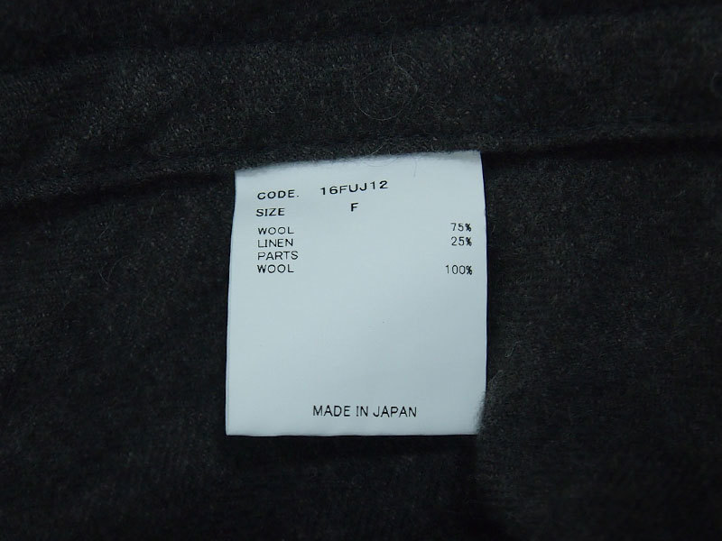 URU TOKYO 1ボタン オーバーケープ ガウン ポンチョ ウル グレー  