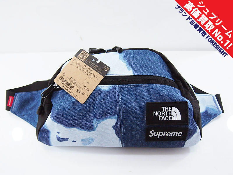 Supreme×THE NORTH FACE 'Bleached Denim Print Roo Ⅱ'ウエストバッグ