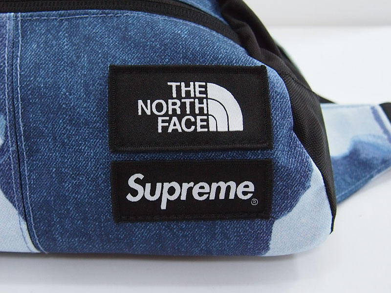 Supreme×THE NORTH FACE 'Bleached Denim Print Roo Ⅱ'ウエストバッグ 
