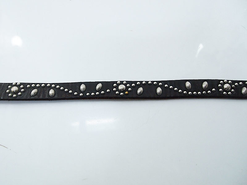 HTC 'Narrow Studs Belt'ナロー スタッズベルト Flower フラワー 黒 茶