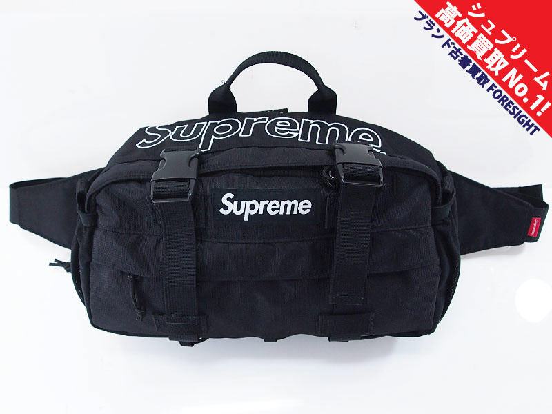 Supreme 'Waist Bag'ウエストバッグ ロゴ 刺繍 黒 ブラック Black 19AW