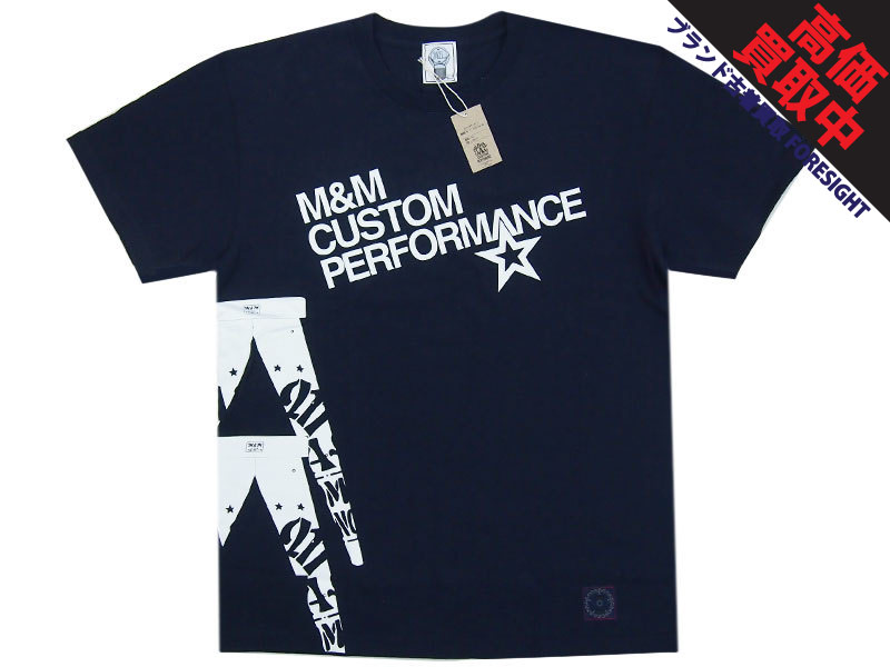 M&M CUSTOM PERFORMANCE ‘PRINT S/S T-SHIRT’Tシャツ スツール ネイビー 紺 エムアンドエム ロゴ XL, -  ブランド古着の買取販売フォーサイト オンラインストア