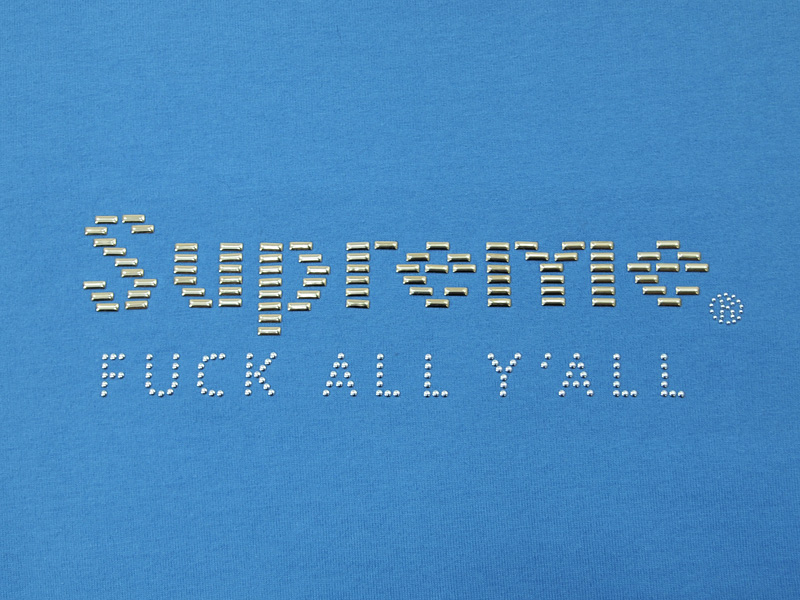 Supreme 'Gold Bars Tee'Tシャツ M ゴールドバー ロゴ ブルー 青