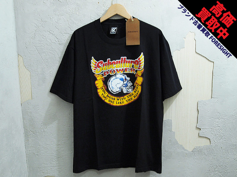 SC SubCulture 'POWER SKULL T-SHIRT'Tシャツ パワー スカル ロゴ 黒